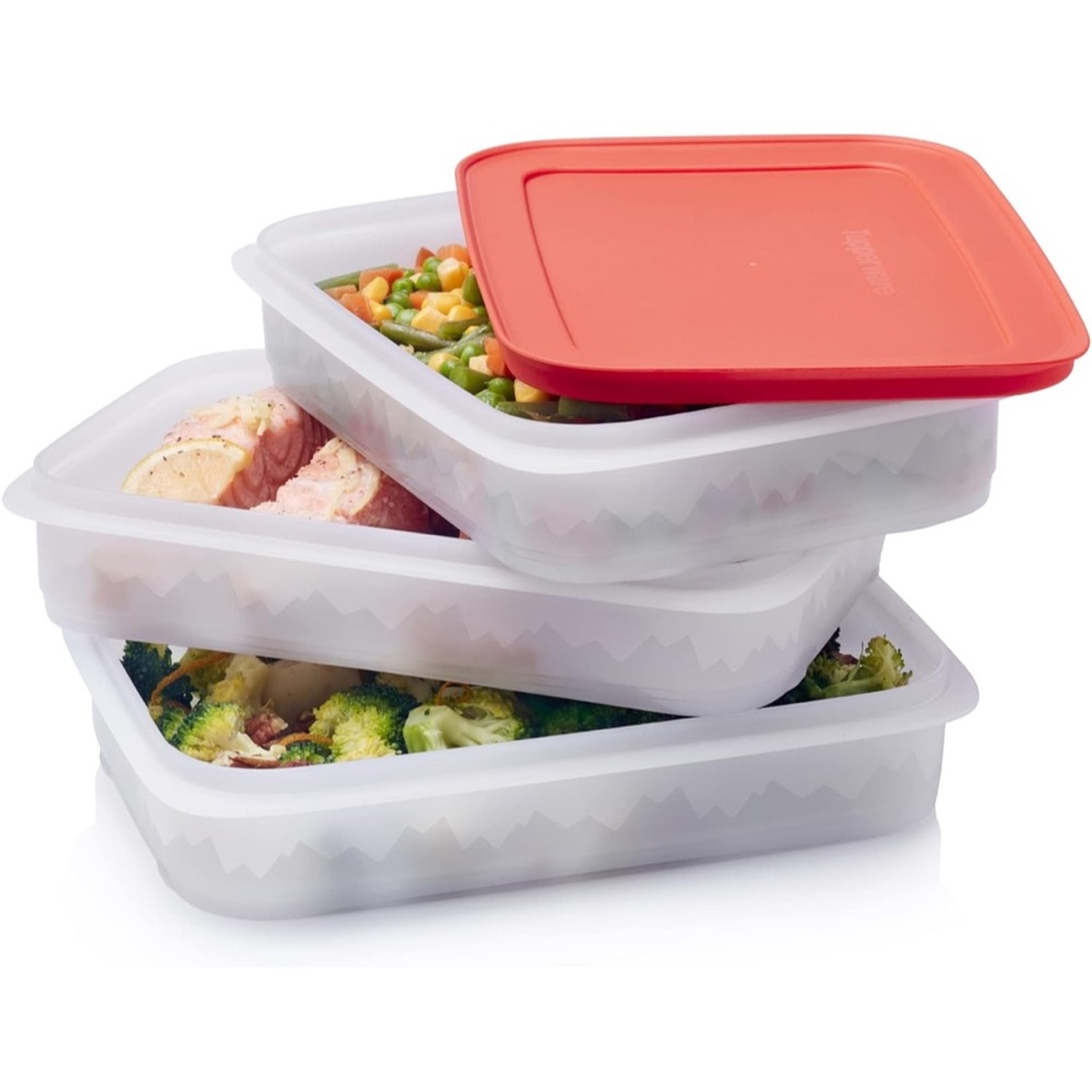 Tupperware Red and White freezer Food Storage Set